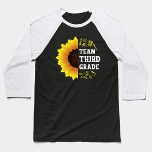 Straight into Third grade Back To School Sunflower Baseball T-Shirt